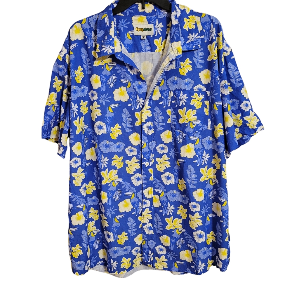 Tipsy Elves Blue Botanics Hawaiian Shirt